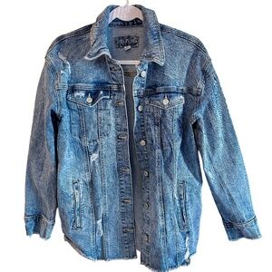 Maurices Ripped Denim Blue Jean Jacket